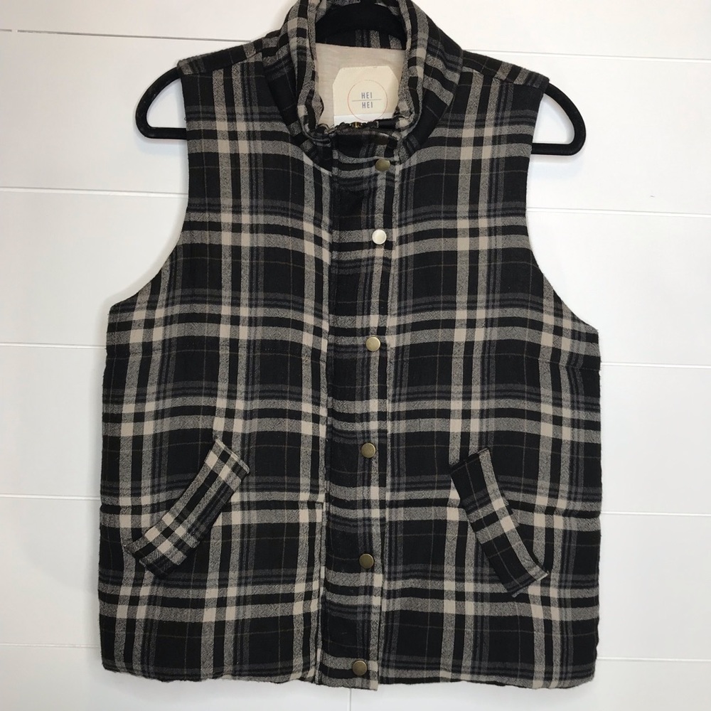 Anthropologie Hei Hei Plaid Vest Pockets Size Med - Picture 2 of 8
